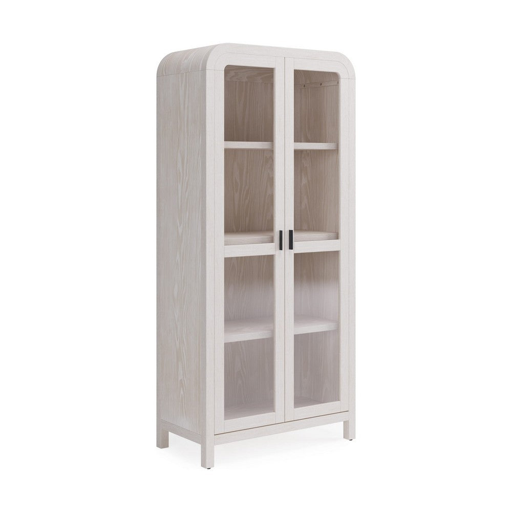 Danny Bookcase | Glass Door | Adjustable Shelves | Sugar White Wood 78"
