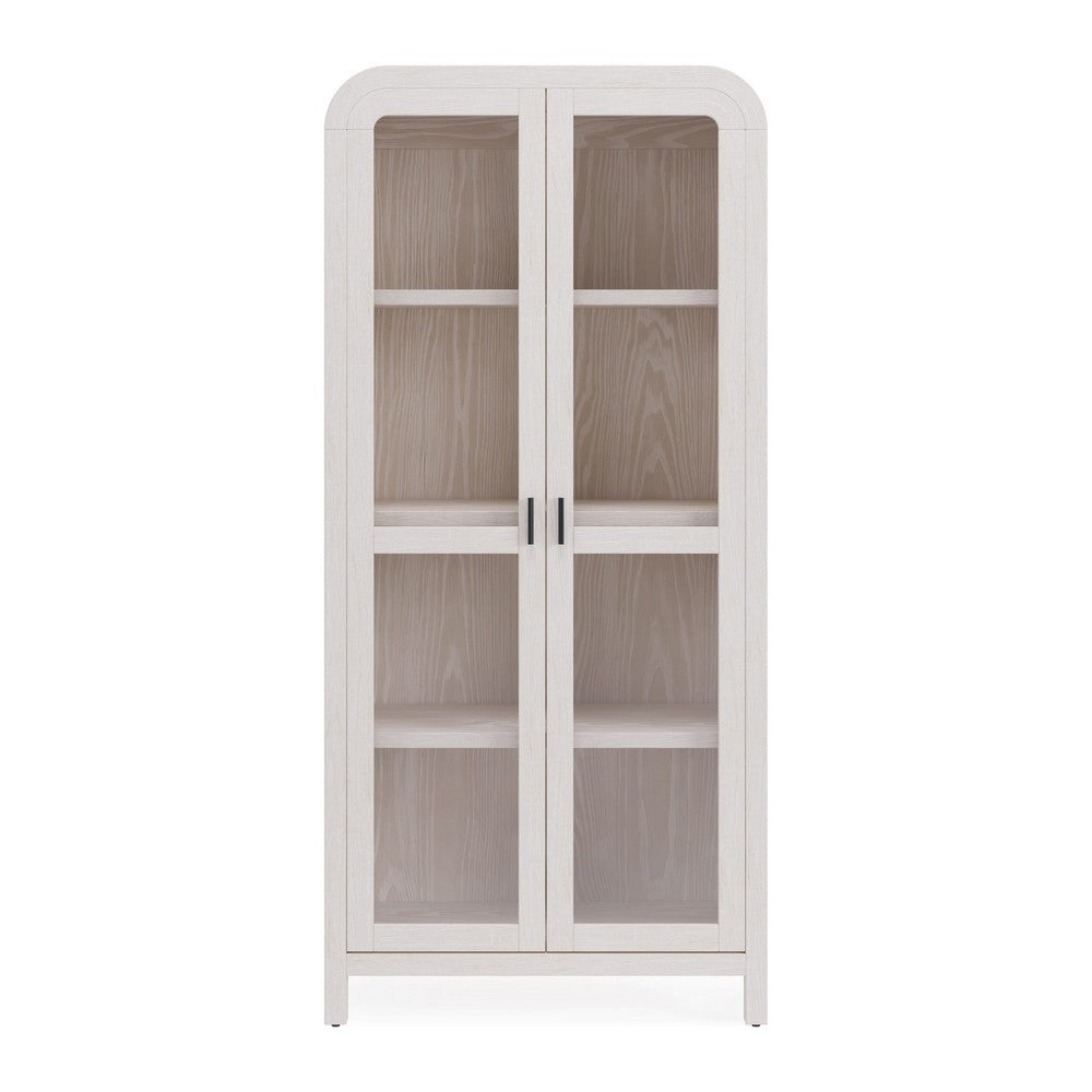 Danny Bookcase | Glass Door | Adjustable Shelves | Sugar White Wood 78"