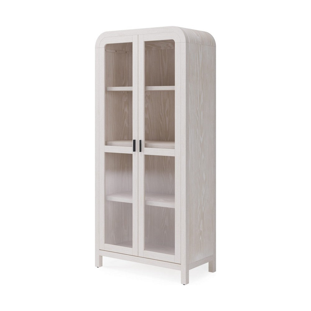 Danny Bookcase | Glass Door | Adjustable Shelves | Sugar White Wood 78"