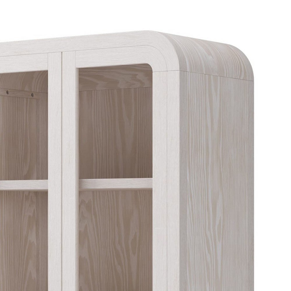 Danny Bookcase | Glass Door | Adjustable Shelves | Sugar White Wood 78"