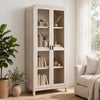 Danny Bookcase | Glass Door | Adjustable Shelves | Sugar White Wood 78"