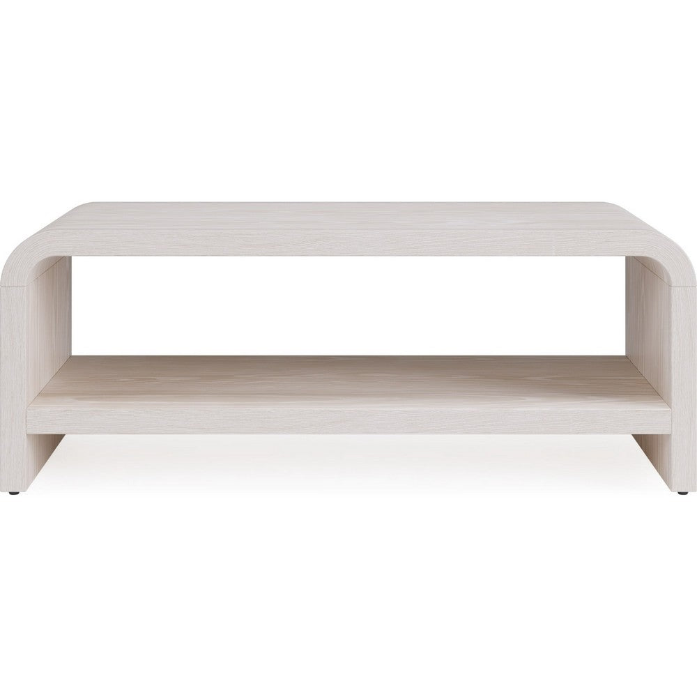 Danny Coffee Table with Shelf | Waterfall Design | Sugar Wood 48"