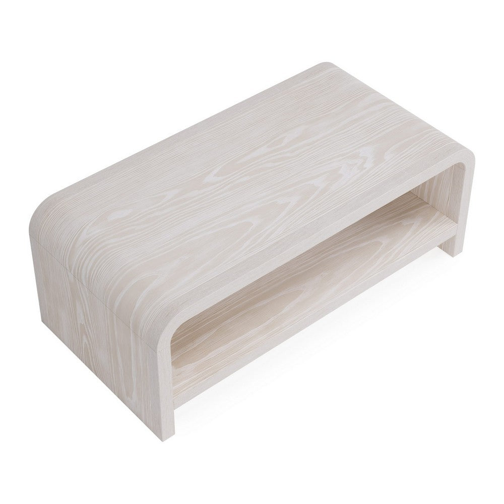 Danny Coffee Table with Shelf | Waterfall Design | Sugar Wood 48"