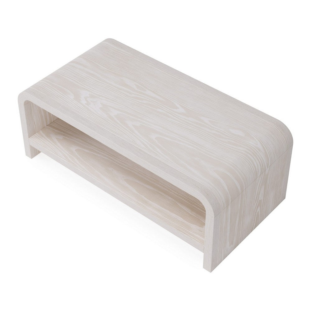 Danny Coffee Table with Shelf | Waterfall Design | Sugar Wood 48"