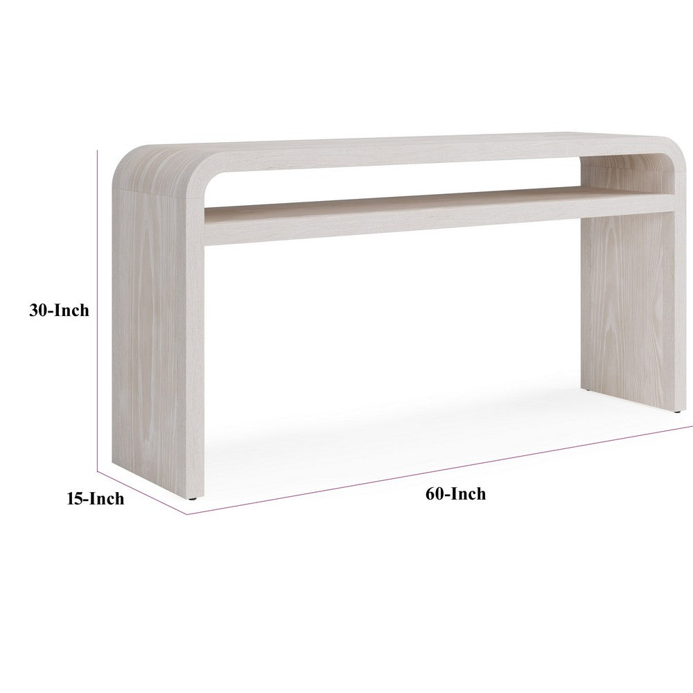 Danny Console Table with Shelf | Waterfall Design | Sugar Wood 60"
