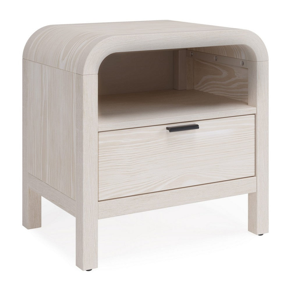 Danny Nightst& | 1 Drawer & Shelf | USB Ports | White Meranti Wood