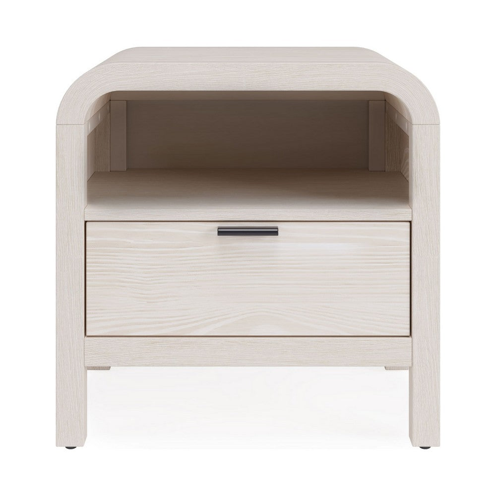 Danny Nightst& | 1 Drawer & Shelf | USB Ports | White Meranti Wood