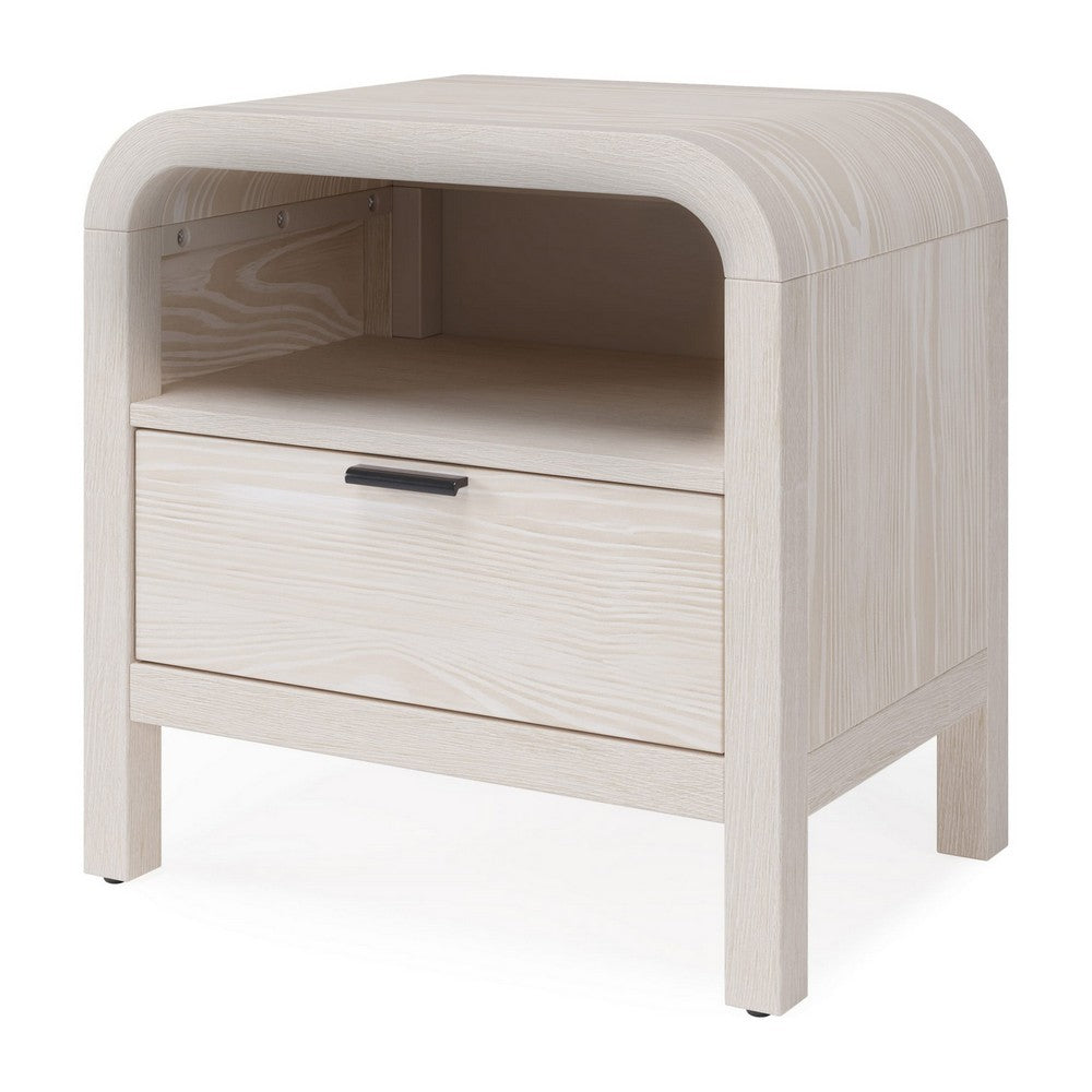 Danny Nightst& | 1 Drawer & Shelf | USB Ports | White Meranti Wood