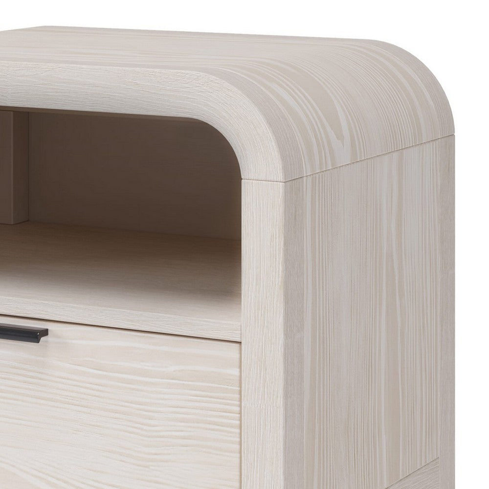 Danny Nightst& | 1 Drawer & Shelf | USB Ports | White Meranti Wood