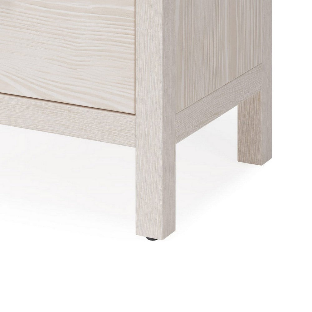 Danny Nightst& | 1 Drawer & Shelf | USB Ports | White Meranti Wood