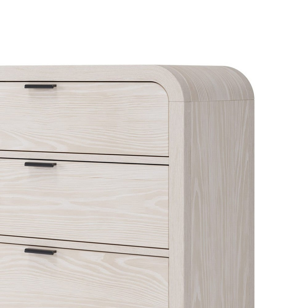 Danny 68" Wide Dresser with 6 Drawers | Black Metal | Off-White Wood