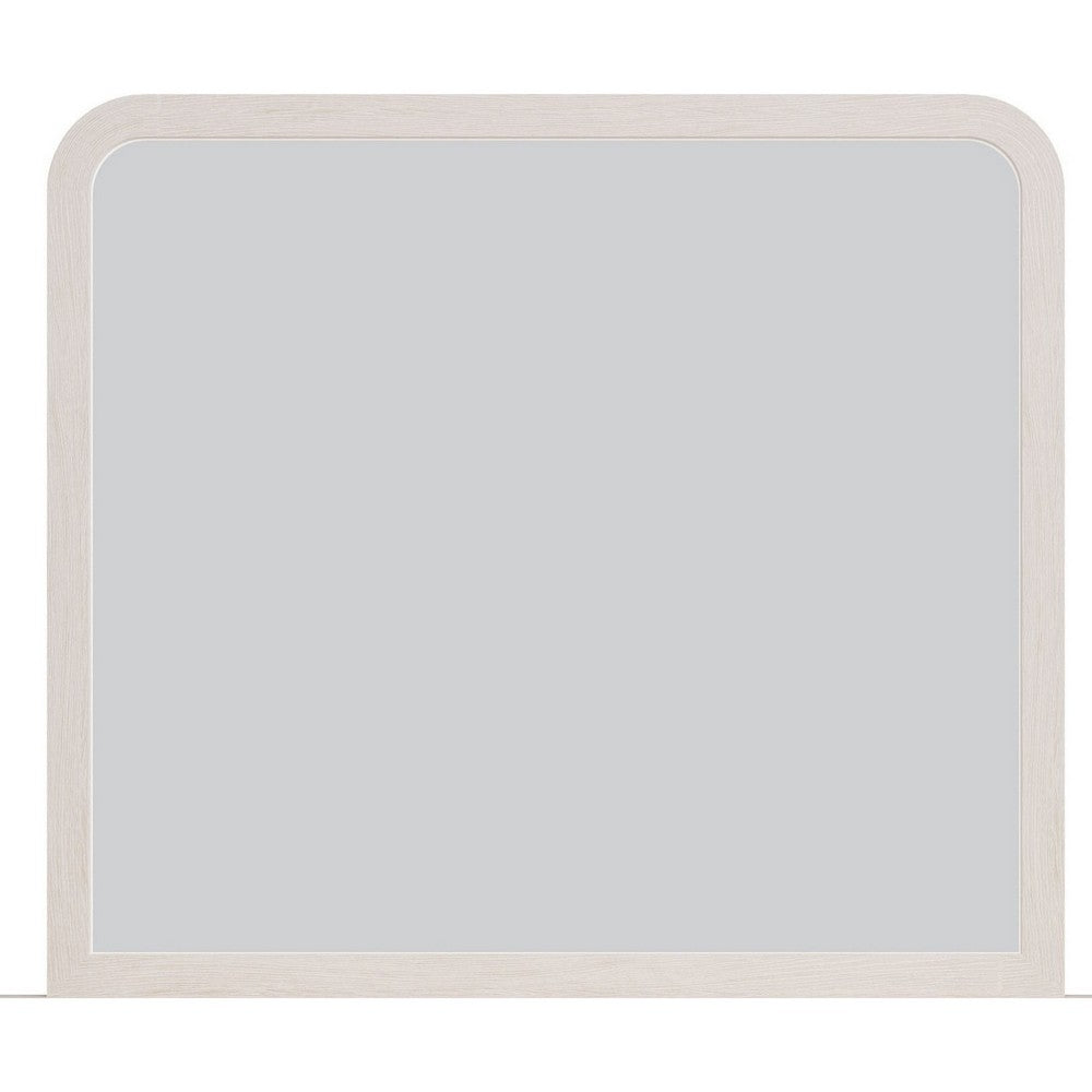 Danny Coastal Wall-Dresser Mirror | Beveled Glass | White MDF-Solid Wood 37x42