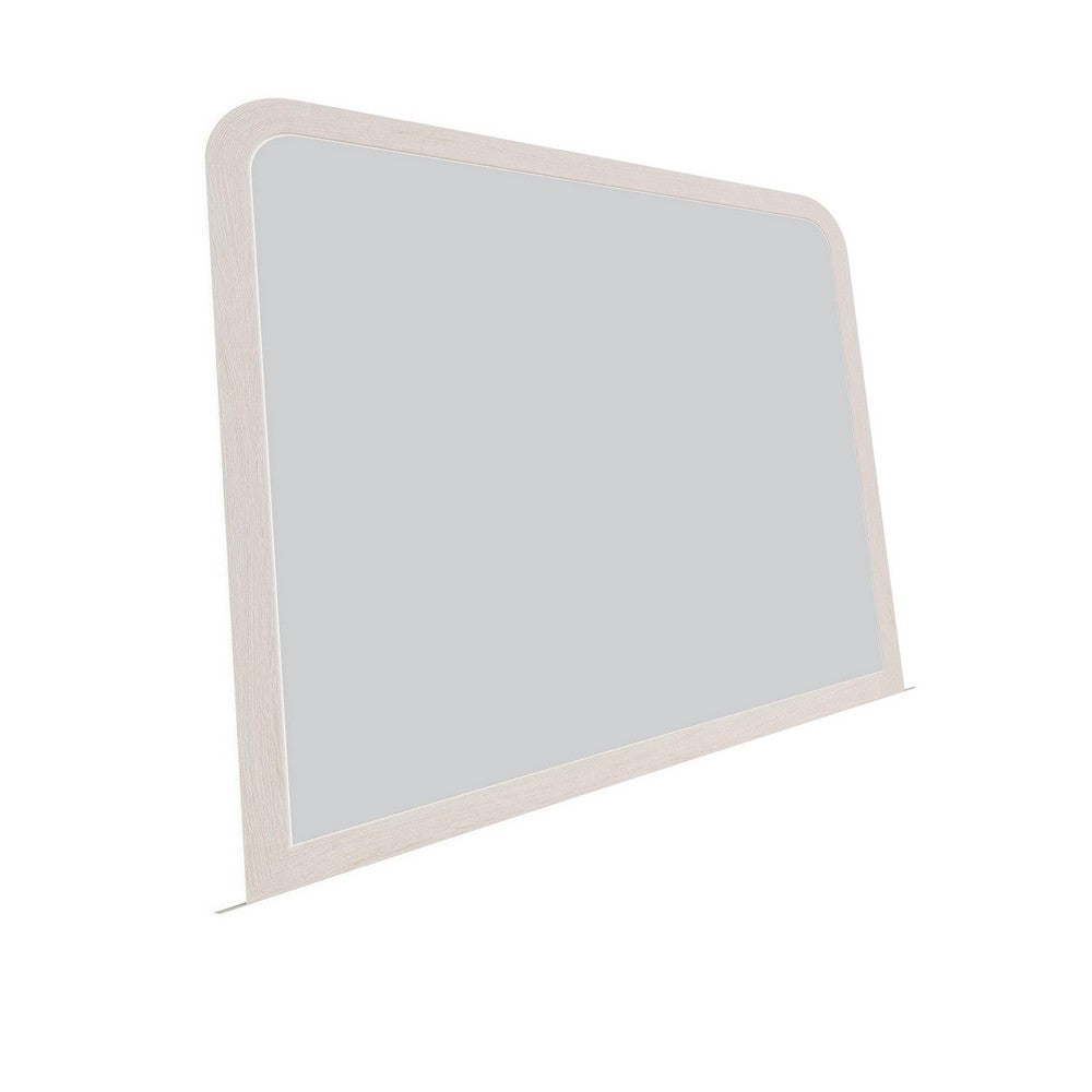 Danny Coastal Wall-Dresser Mirror | Beveled Glass | White MDF-Solid Wood 37x42