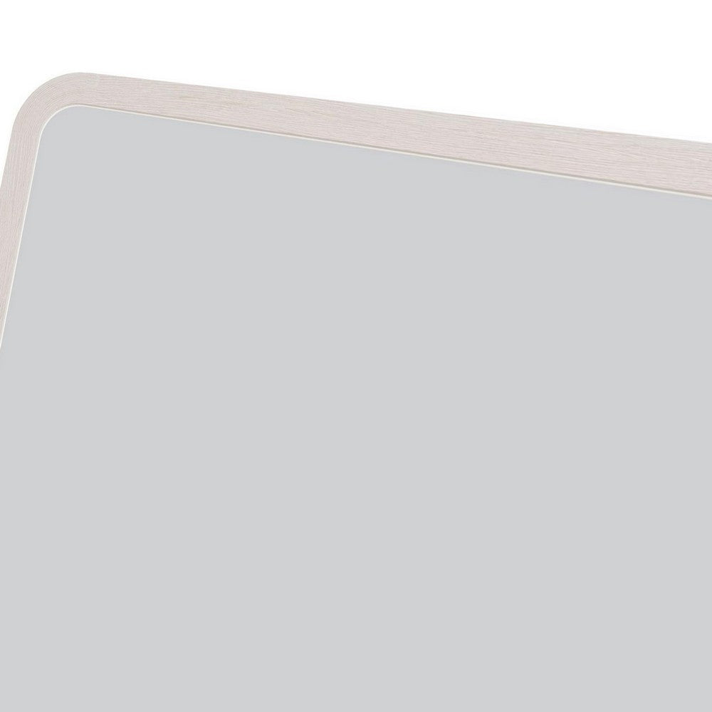 Danny Coastal Wall-Dresser Mirror | Beveled Glass | White MDF-Solid Wood 37x42