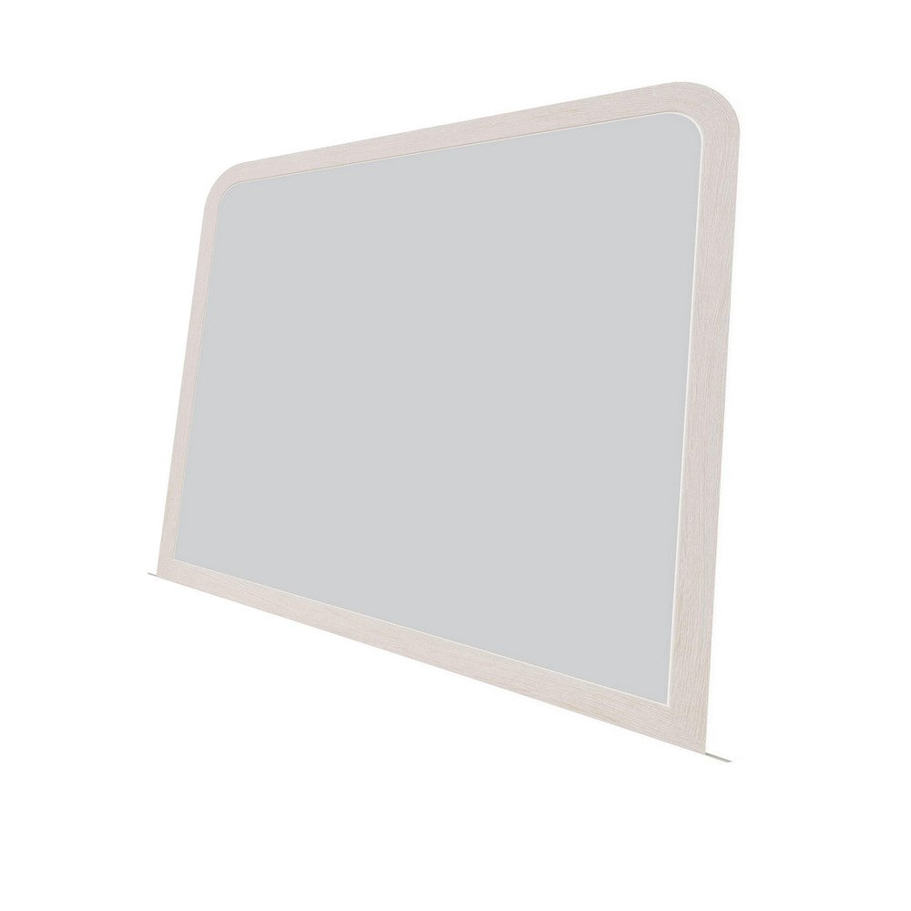 Danny Coastal Wall-Dresser Mirror | Beveled Glass | White MDF-Solid Wood 37x42
