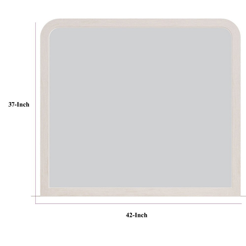 Danny Coastal Wall-Dresser Mirror | Beveled Glass | White MDF-Solid Wood 37x42
