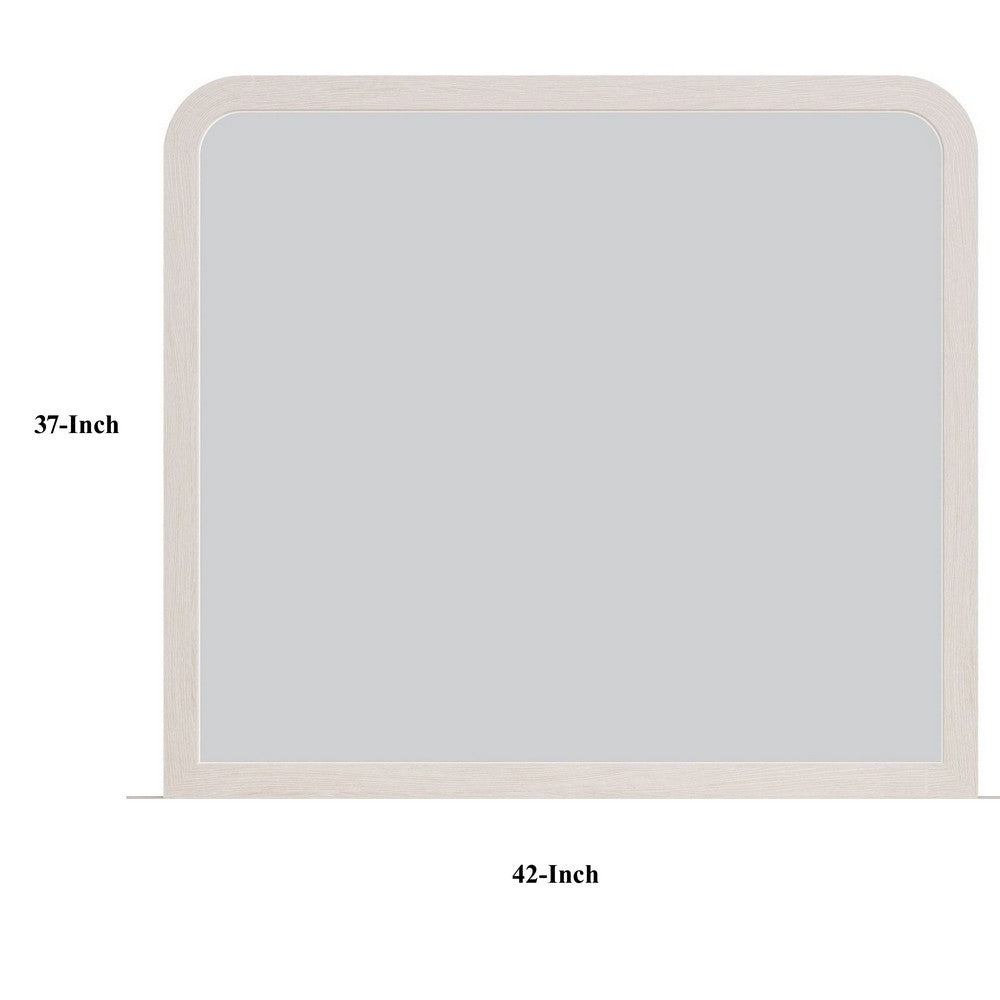 Danny Coastal Wall-Dresser Mirror | Beveled Glass | White MDF-Solid Wood 37x42