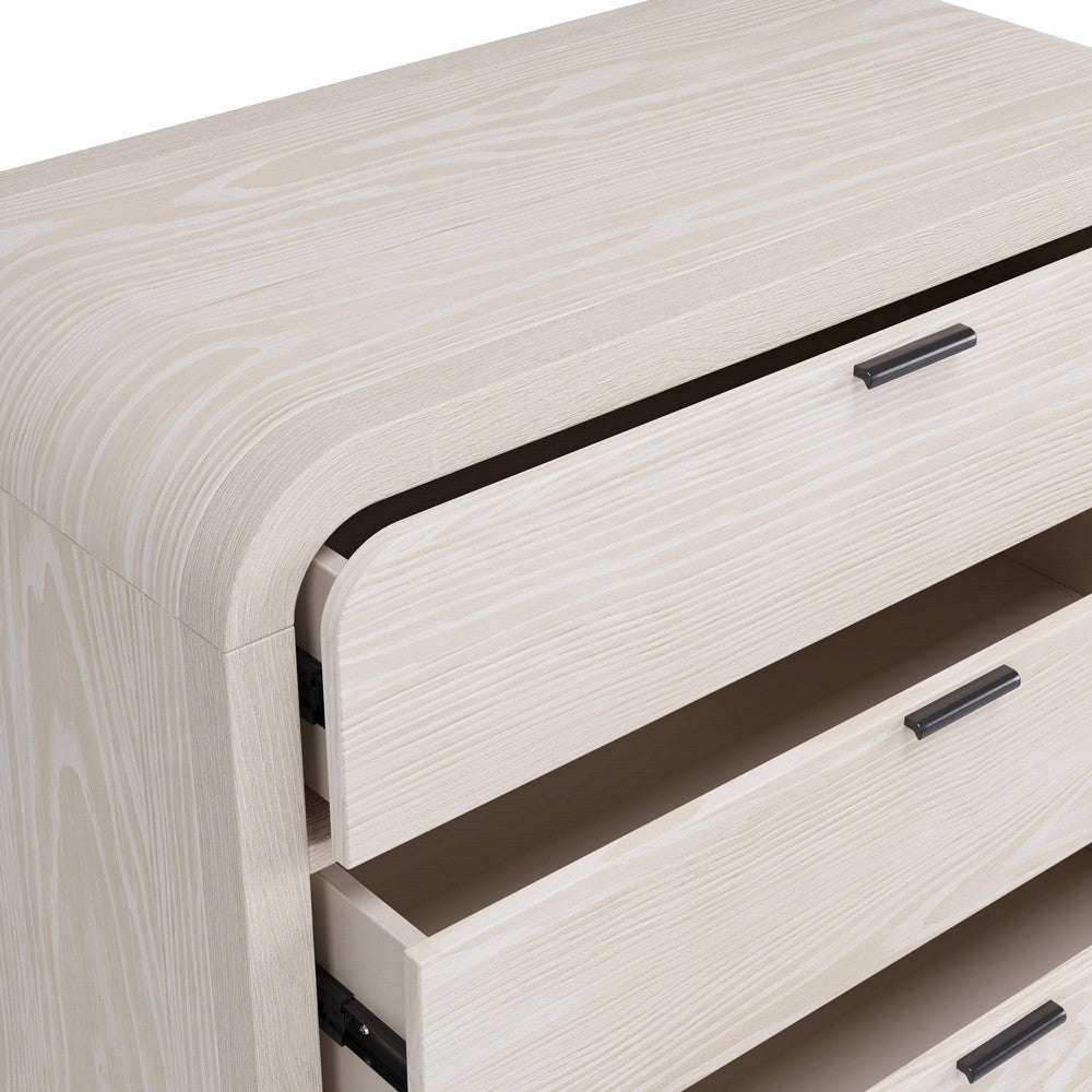 Danny Tall Dresser Chest with 5 Drawers | Black Metal | Off-White Wood