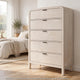 Danny Tall Dresser Chest with 5 Drawers | Black Metal | Off-White Wood