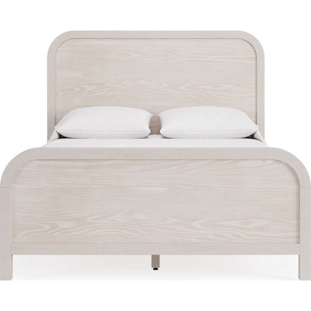 Danny King Platform Bed with Waterfall Design | Off-White Solid Wood
