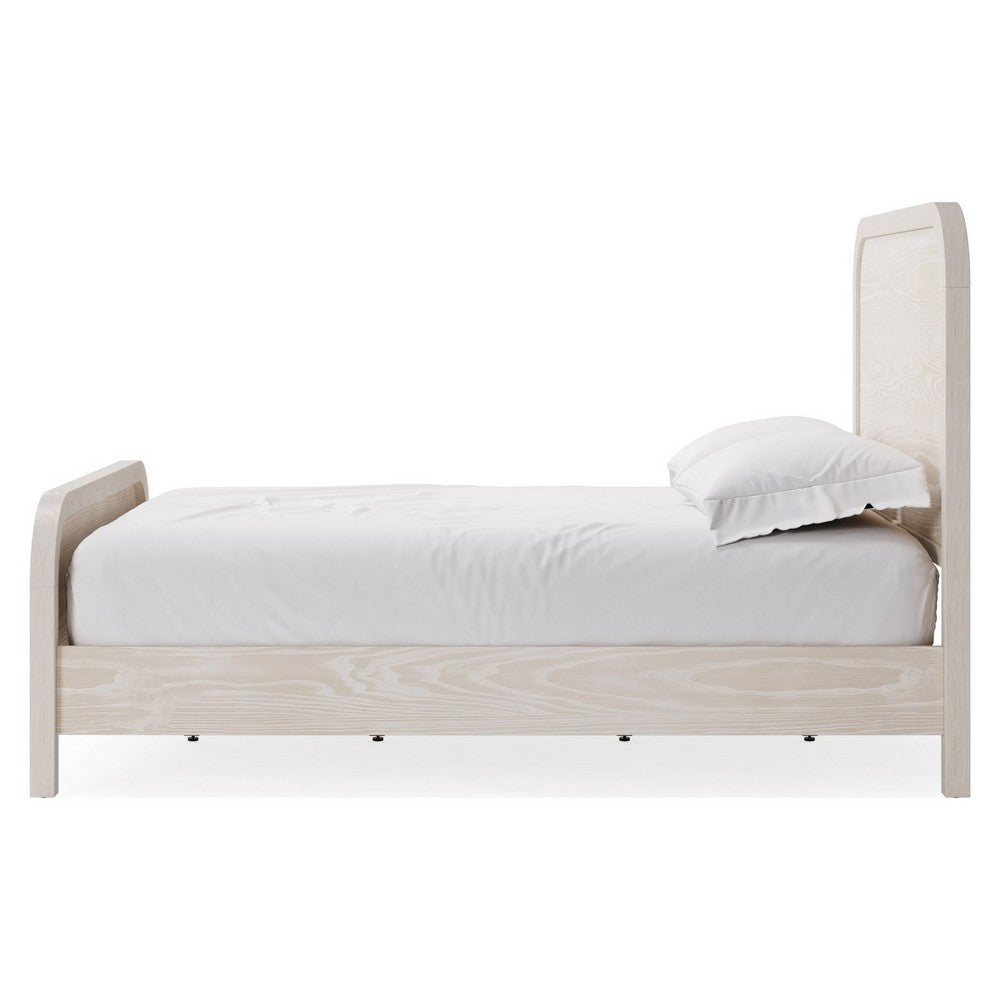 Danny King Platform Bed with Waterfall Design | Off-White Solid Wood