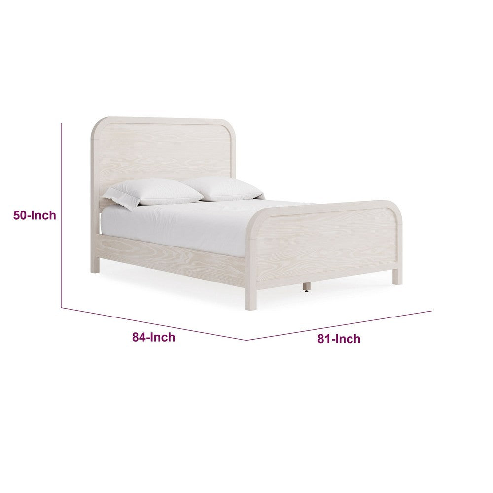 Danny King Platform Bed with Waterfall Design | Off-White Solid Wood