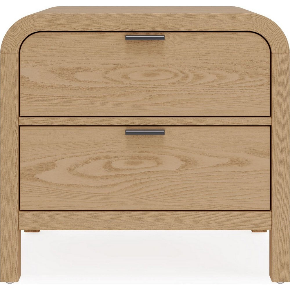 Danny Nightst& with 2 Drawers & USB Ports | Timber Meranti Wood
