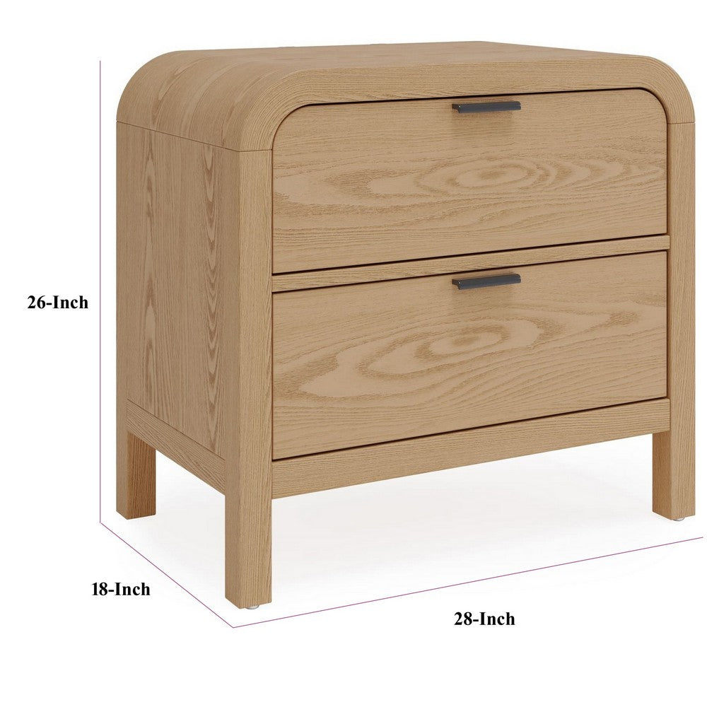 Danny Nightst& with 2 Drawers & USB Ports | Timber Meranti Wood