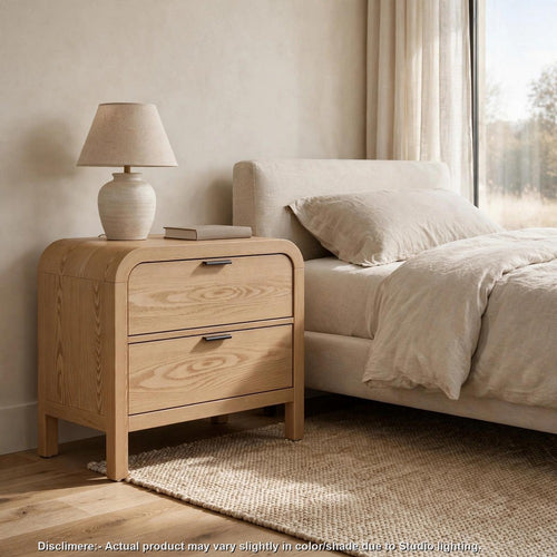 Danny Nightst& with 2 Drawers & USB Ports | Timber Meranti Wood
