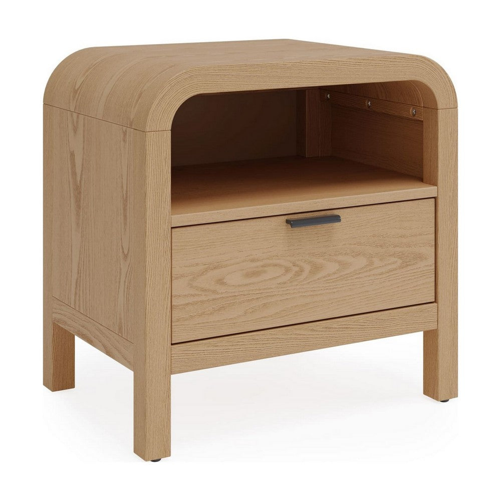 Danny Nightst& | 1 Drawer & Shelf | USB Ports | Timber Meranti Wood