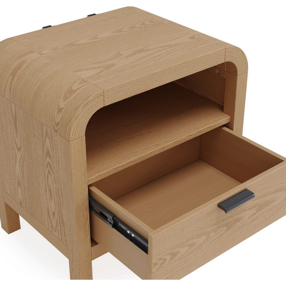 Danny Nightst& | 1 Drawer & Shelf | USB Ports | Timber Meranti Wood