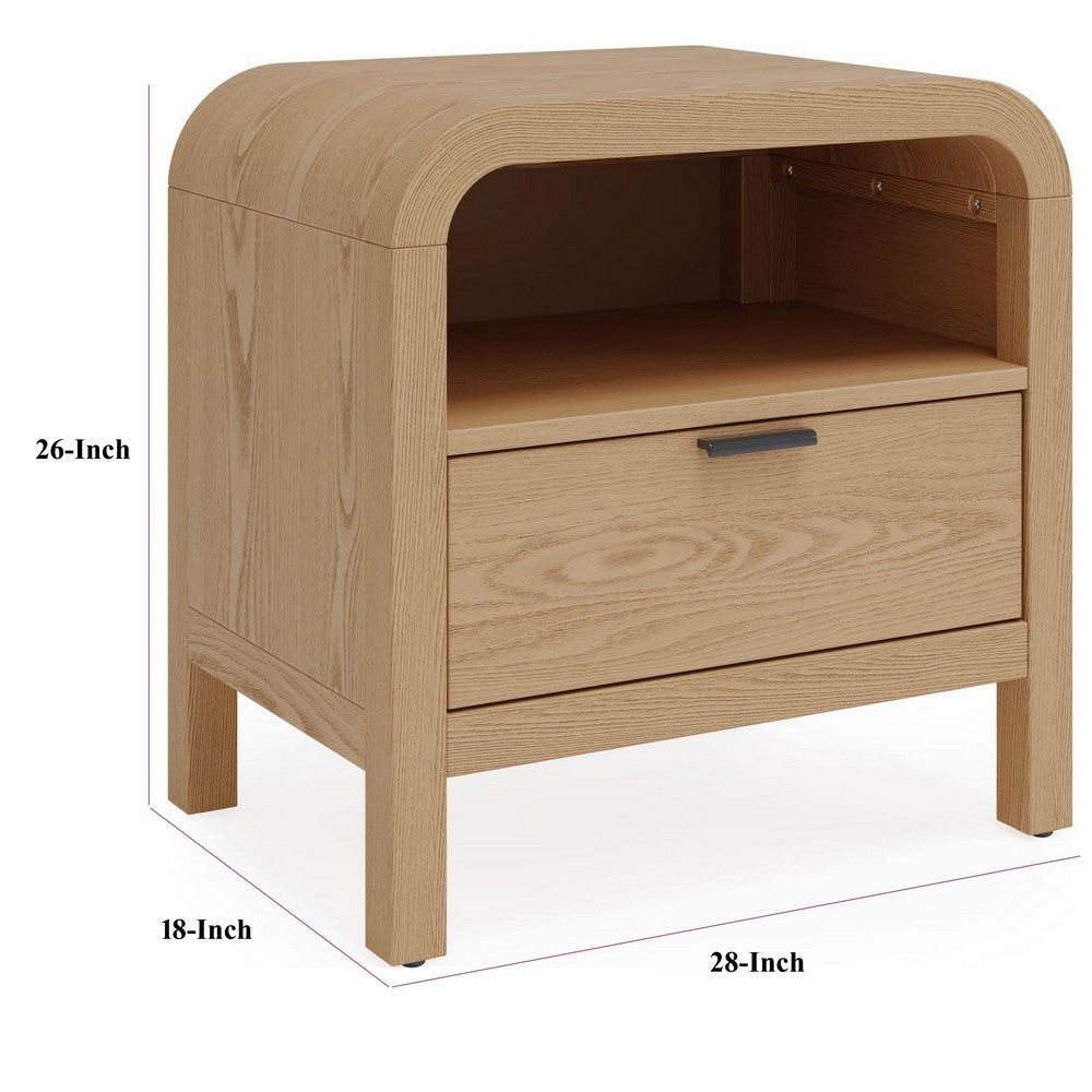 Danny Nightst& | 1 Drawer & Shelf | USB Ports | Timber Meranti Wood