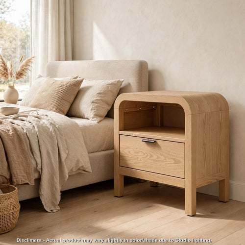 Danny Nightst& | 1 Drawer & Shelf | USB Ports | Timber Meranti Wood