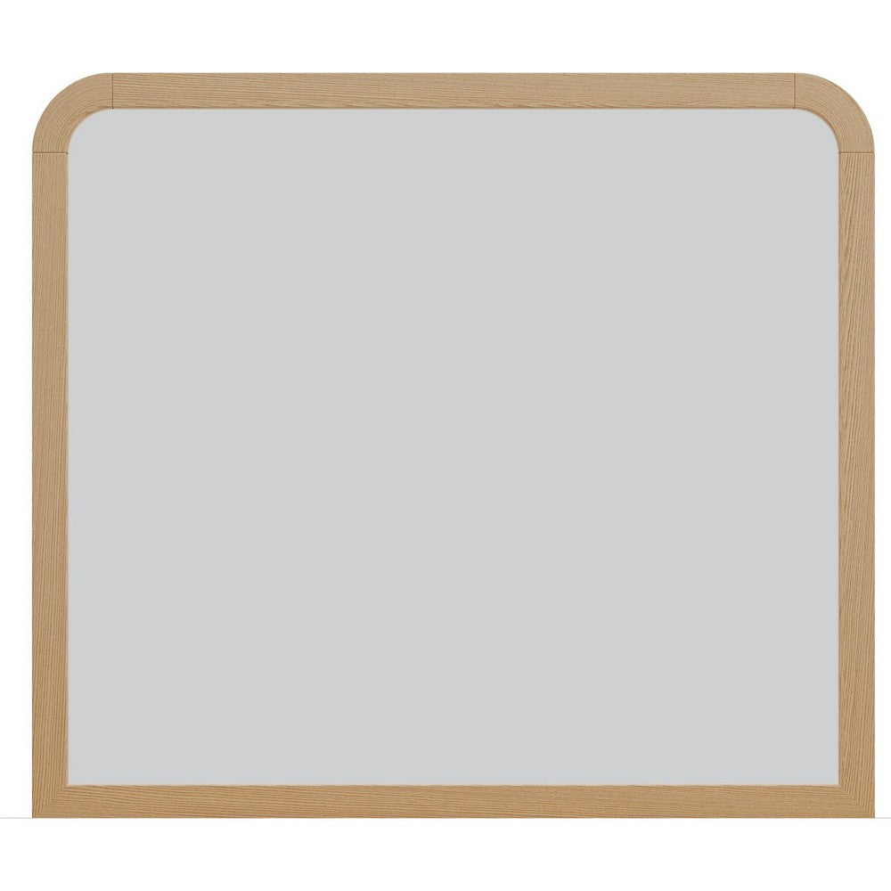 Danny Coastal Modern Wall-Dresser Mirror | Rounded Edges | Brown Wood 37x42