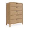 Danny Tall Dresser Chest with 5 Drawer | Black Metal | Timber Brown Wood