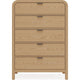 Danny Tall Dresser Chest with 5 Drawer | Black Metal | Timber Brown Wood
