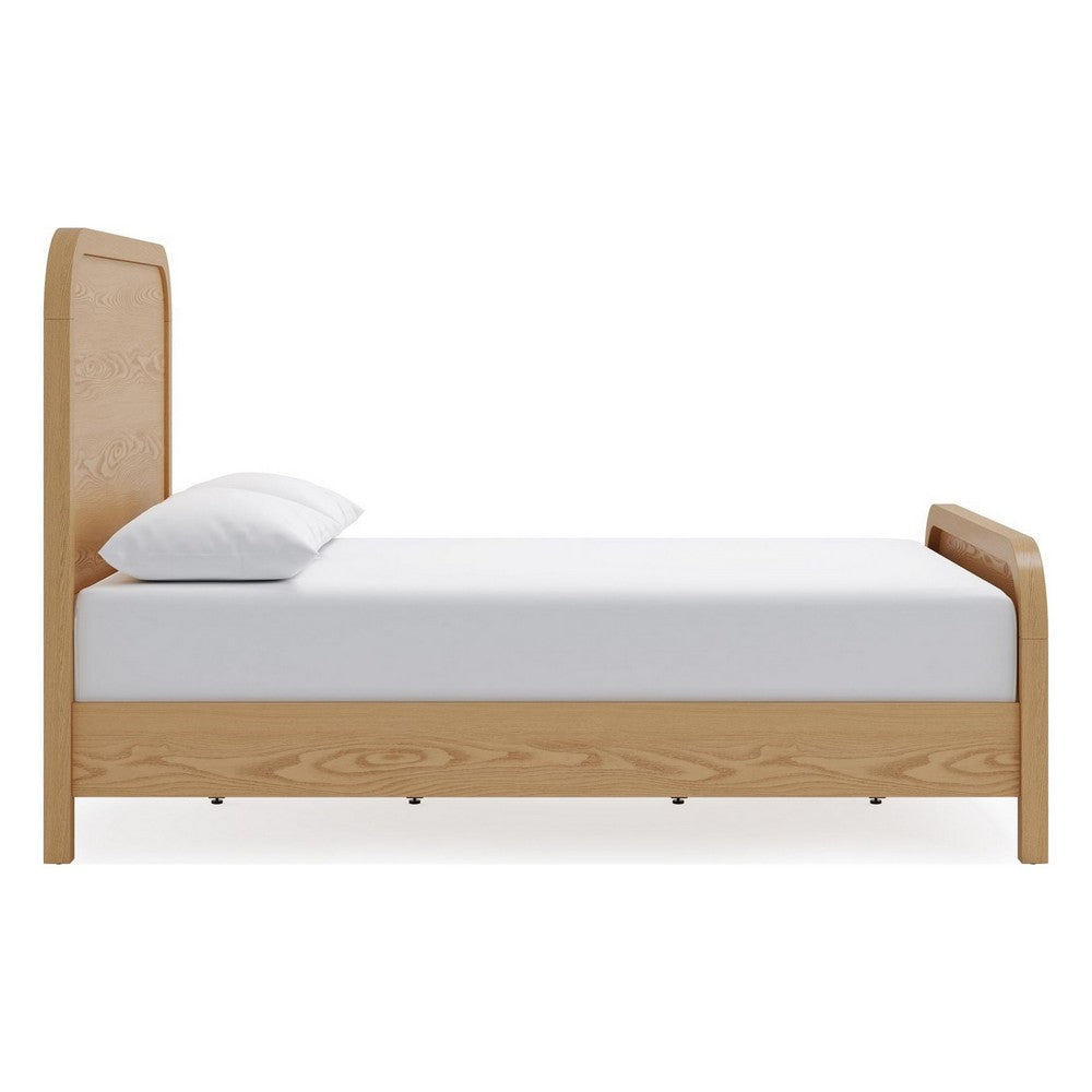 Danny Queen Platform Bed | Waterfall Design | Timber Brown Solid Wood
