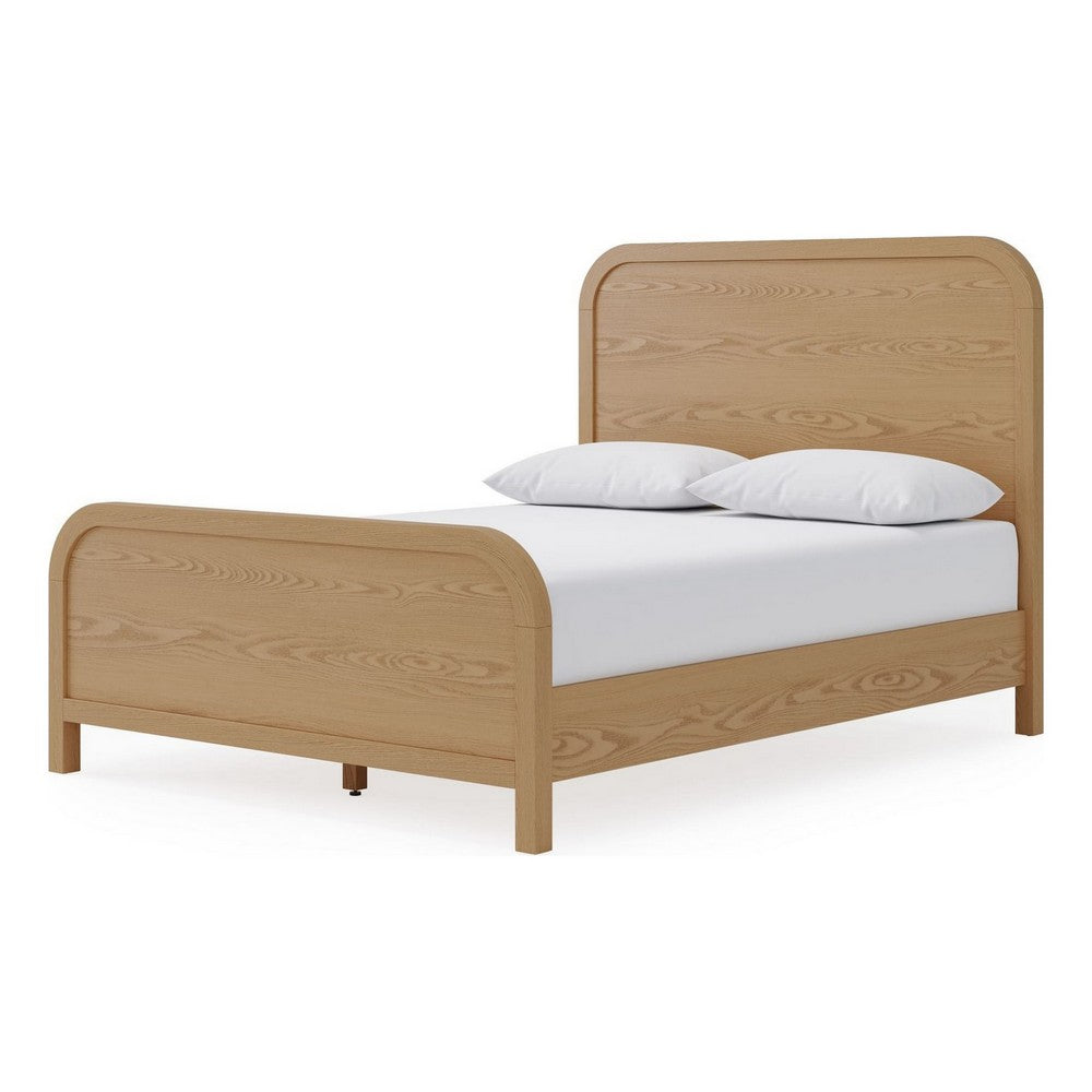 Danny Queen Platform Bed | Waterfall Design | Timber Brown Solid Wood