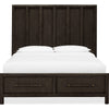 Francis Queen Bed with 2 Storage Drawers | Basalt Gray Acacia Wood
