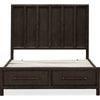 Francis Queen Bed with 2 Storage Drawers | Basalt Gray Acacia Wood