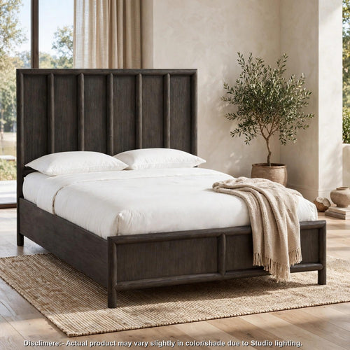 Francis Queen Bed with 2 Storage Drawers | Basalt Gray Acacia Wood
