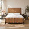Francis Queen Panel Bed | Ginger Woven Faux Leather | Basalt Gray Wood