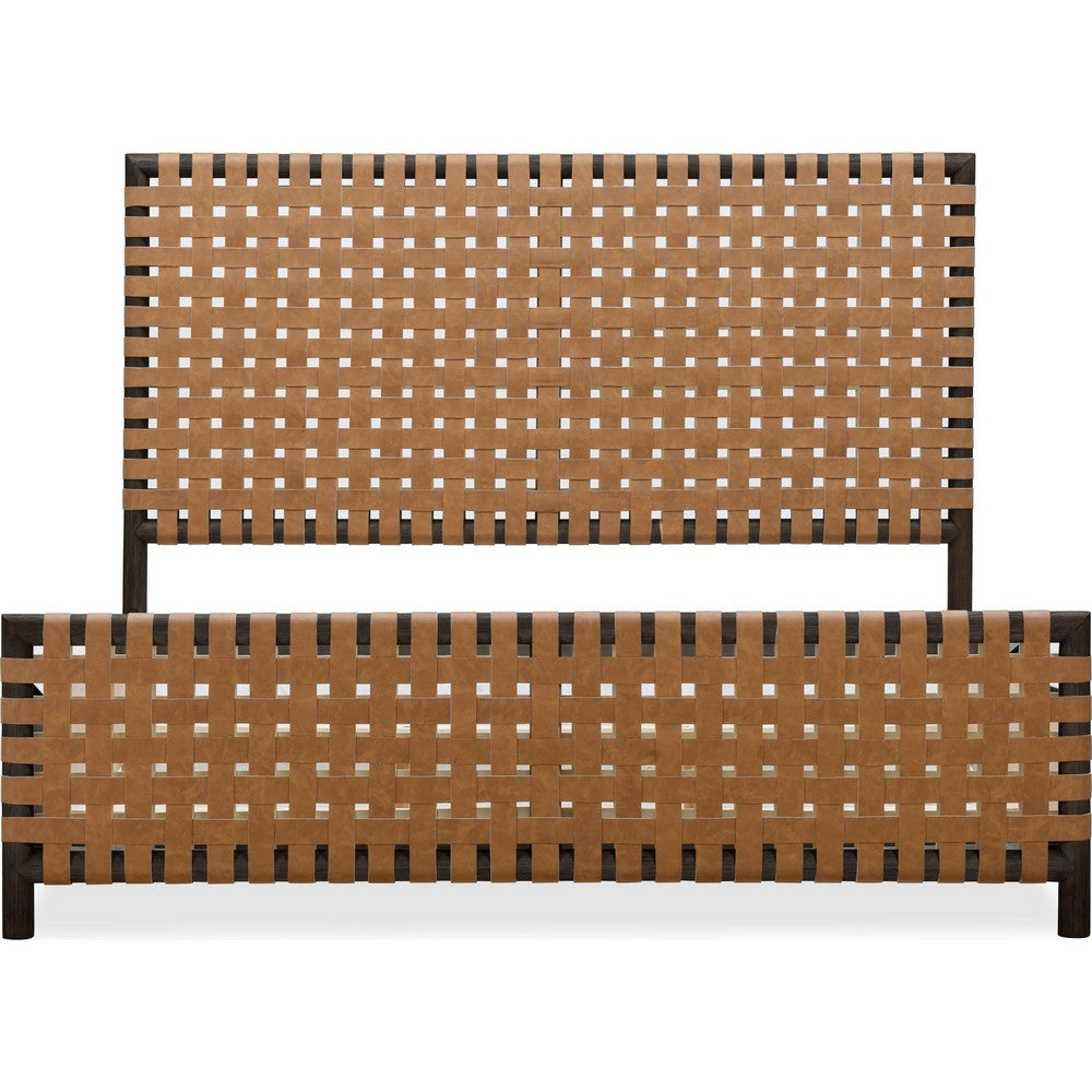 Francis King Panel Bed | Ginger Woven Faux Leather | Basalt Gray Wood