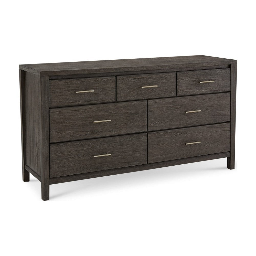 Fang 63" Wide Dresser | 7 Drawers | Sharkskin Gray Mahogany-Mindi Wood