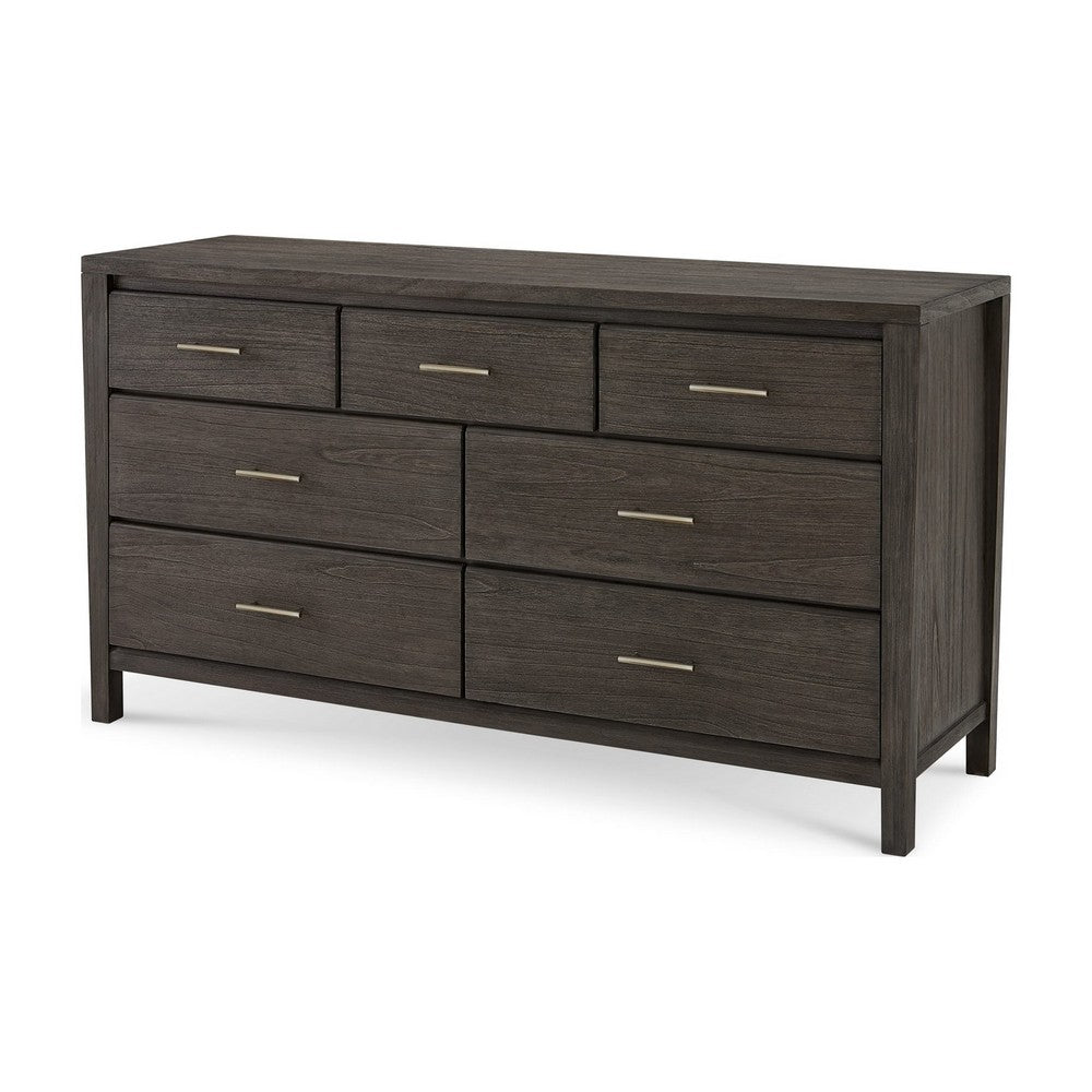 Fang 63" Wide Dresser | 7 Drawers | Sharkskin Gray Mahogany-Mindi Wood