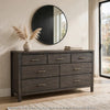 Fang 63" Wide Dresser | 7 Drawers | Sharkskin Gray Mahogany-Mindi Wood