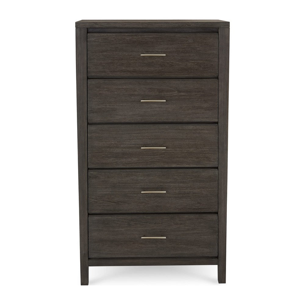 Fang Tall Dresser Chest | 5 Drawers | Sharkskin Gray Mahogany-Mindi Wood