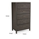 Fang Tall Dresser Chest | 5 Drawers | Sharkskin Gray Mahogany-Mindi Wood