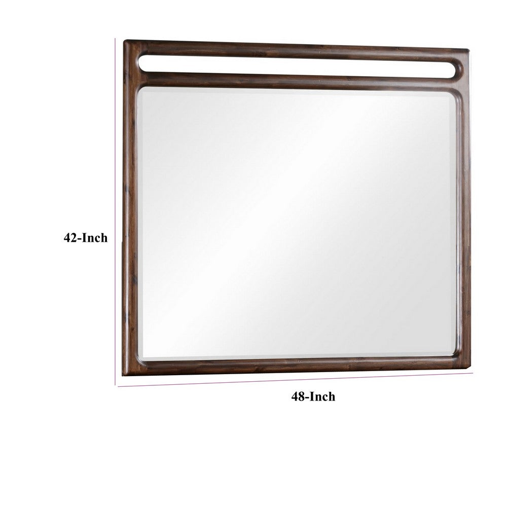 Sally Wall or Dresser Mirror with Beveled Glass | Brown Acacia Wood 42x48