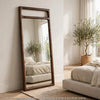 Sally Floor Mirror with Beveled Glass | Rounded Edge | Brown Acacia Wood 28x66